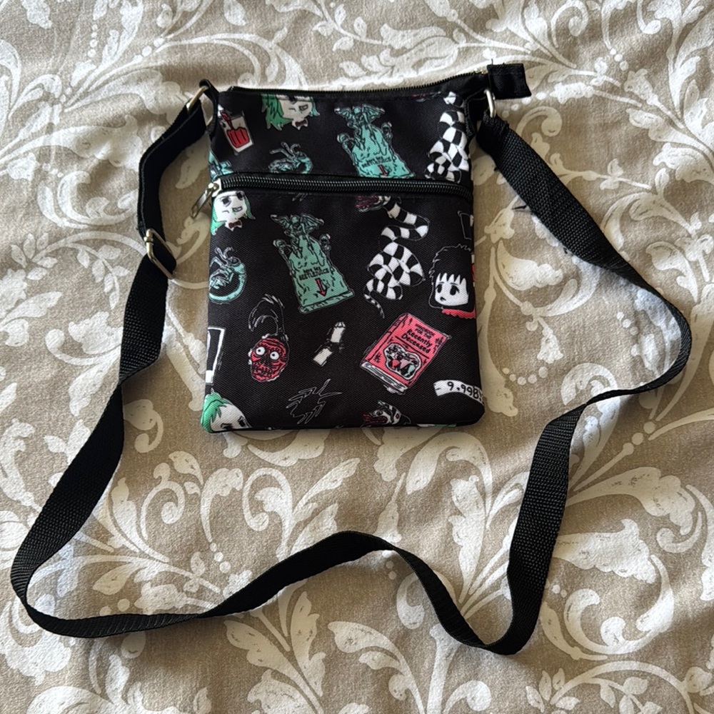 Beetlejuice Black Crossbody Bag from Hot Topic